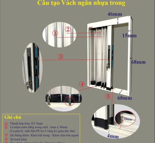 VÁCH NGĂN NHỰA TRONG HỆ 68