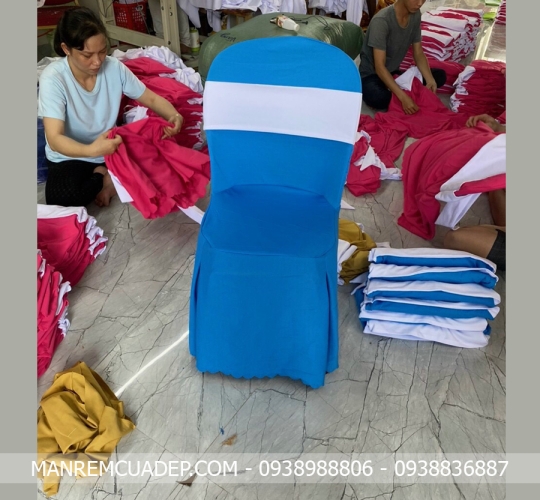 ÁO GHẾ CHÍT LY MÀU XANH DƯƠNG 