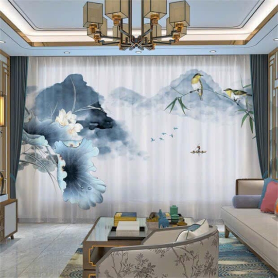 Tổng Hợp Mẫu Rèm Voan In Tranh Thiên Nhiên, Phong Cảnh